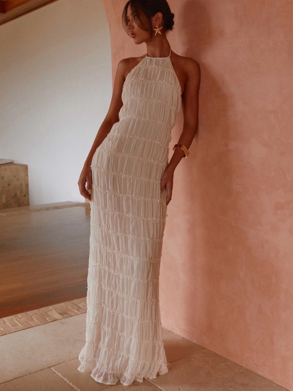 Peppermayo Cream Backless Halter Maxi Dress - Picture 2 of 5